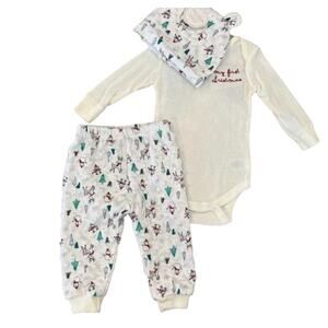 NWT Kyle & Deena Ivory Minky Fabric W/My First Christmas 3 Piece Set